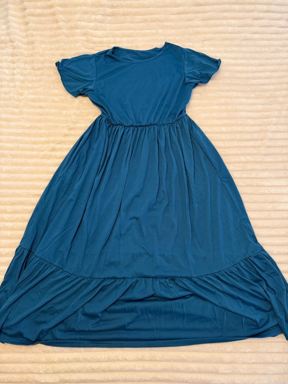 Women’s Teal Blue Short-Sleeve Midi Dress